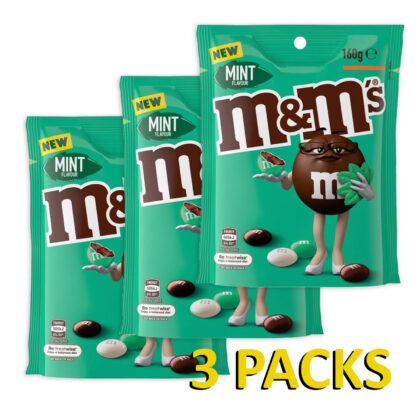 3 packs of  M&m’s Mint Medium Pouch 160g