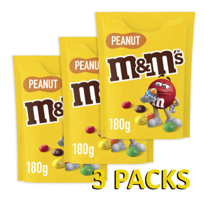 3 Packs of M&M’s Chocolate Peanut Bag Medium 180g